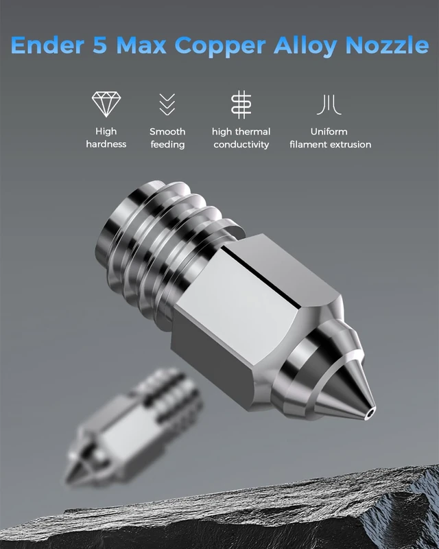 Alt view image 3 of 7 - Creality Official Ender 5 Max Nozzles, Upgrade Copper Alloy Material, High Hardness, High Temperature Printing(500), Less Clogging, Durable and Reliable, 0.4/0.6/0.8mm, 8PCS, 3D Printer Nozzle