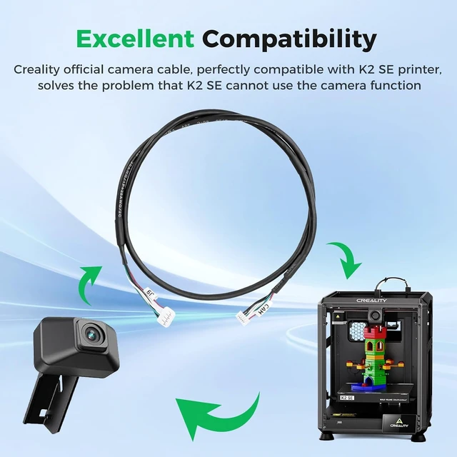 Alt view image 7 of 7 - Creality Official K2 SE Camera Cable, Original K2 SE Camera Wire, Compatible with K1 Series AI Camera, Time-Lapse, Connects the K1 Camera to the K2 SE 3D Printer for Remote Monitoring