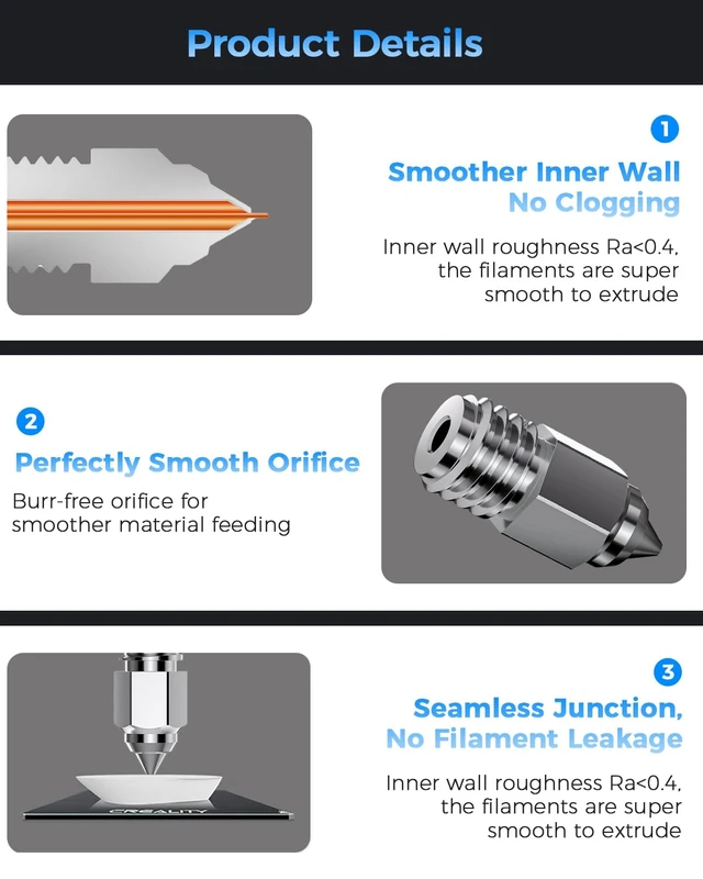 Alt view image 6 of 7 - Creality Official Ender 5 Max Nozzles, Upgrade Copper Alloy Material, High Hardness, High Temperature Printing(500), Less Clogging, Durable and Reliable, 0.4/0.6/0.8mm, 8PCS, 3D Printer Nozzle