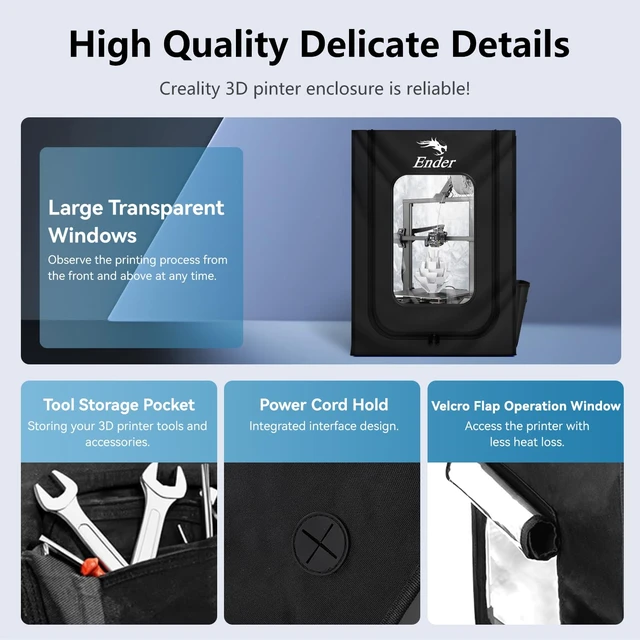 Alt view image 5 of 7 - Creality Official 3D Printer Enclosure with Fan Interface, 550 * 650 * 750mm Fireproof Dustproof Constant Temperature Protective Cover for Creality Hi/Ender 3 V3/3 V3 SE/3 V3 KE/Ender 3 S1/3 S1 Pro
