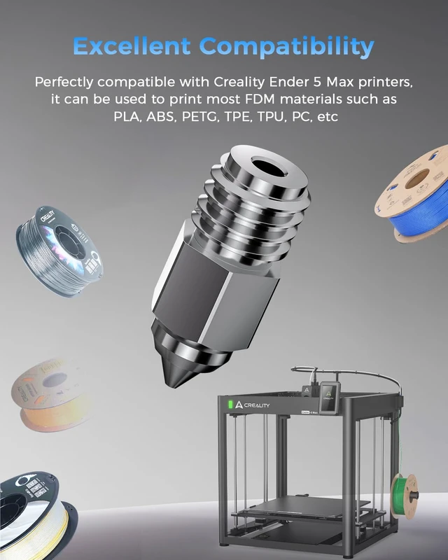 Alt view image 2 of 7 - Creality Official Ender 5 Max Nozzles, Upgrade Copper Alloy Material, High Hardness, High Temperature Printing(500), Less Clogging, Durable and Reliable, 0.4/0.6/0.8mm, 8PCS, 3D Printer Nozzle