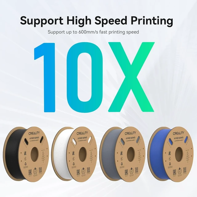 Alt view image 4 of 7 - Creality Hyper PLA Filament 1.75mm, 30-600mm/s High Speed 3D Printer Filament, Dimensional Accuracy +/-0.02mm, Fit Most FDM 3D Printers, 4 Pack 1kg Spool(2.2lbs), Black & White & Grey & Blue