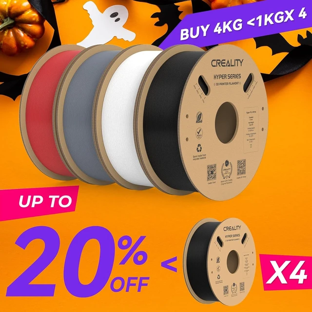 Alt view image 2 of 7 - Creality Hyper PLA Filament 1.75mm, 30-600mm/s High Speed 3D Printer Filament, Dimensional Accuracy +/-0.02mm, Fit Most FDM 3D Printers, 4 Pack 1kg Spool(2.2lbs), Black & White & Grey & Red