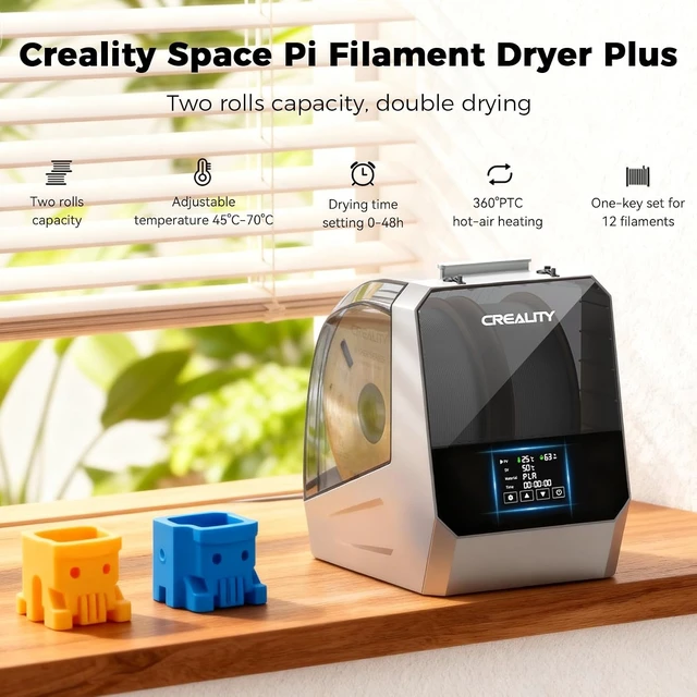 Alt view image 7 of 7 - 2026 New Official CREALITY Space Pi Filament Dryer Plus, 2 Spools Double 360° 160W PTC Fast Heating 3D Printer Filament Dryer Box, 4''LCD Touch Screen, One-Key Set Filament Drying for PLA PETG ABS TPU