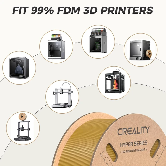 Alt view image 7 of 7 - Official CREALITY Hyper PLA Filament 1.75mm, High Speed PLA 30-600mm/s Rapid 3D Printer Filament, Dimensional Accuracy +/-0.02mm,Stronger Toughness, Fit Most FDM 3D Printers, 1KG(2.2lbs) Spool Gold