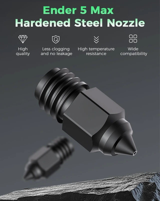Alt view image 3 of 7 - Creality Official Ender 5 Max Nozzle, Hardened Steel Nozzle, Mohs Hardness 7.8, Heat-Resistant(450), Corrosion-Resistant, Longer Lifespan, No Clogging, 3D Printer Nozzles for Ender 5 Max