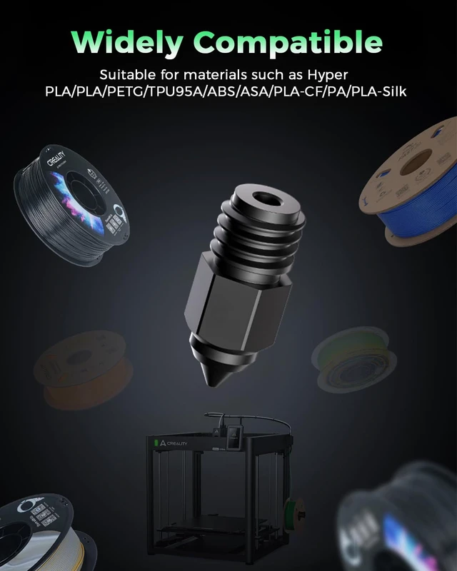 Alt view image 2 of 7 - Creality Official Ender 5 Max Nozzle, Hardened Steel Nozzle, Mohs Hardness 7.8, Heat-Resistant(450), Corrosion-Resistant, Longer Lifespan, No Clogging, 3D Printer Nozzles for Ender 5 Max