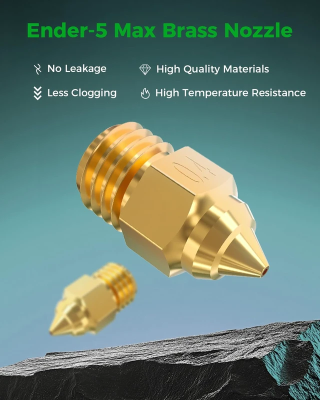 Alt view image 2 of 7 - Creality Official Ender 5 Max Nozzles, High Temperature Resistant (300°C), Less Clogging, No Leakage, Durable and Reliable, Original 3D Printer Nozzle, Brass Material, 4 Pcs, 0.4 mm