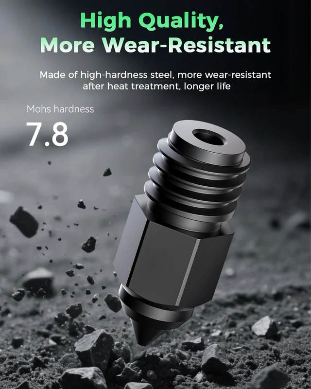 Alt view image 4 of 7 - Creality Official Ender 5 Max Nozzle, Hardened Steel Nozzle, Mohs Hardness 7.8, Heat-Resistant(450), Corrosion-Resistant, Longer Lifespan, No Clogging, 3D Printer Nozzles for Ender 5 Max