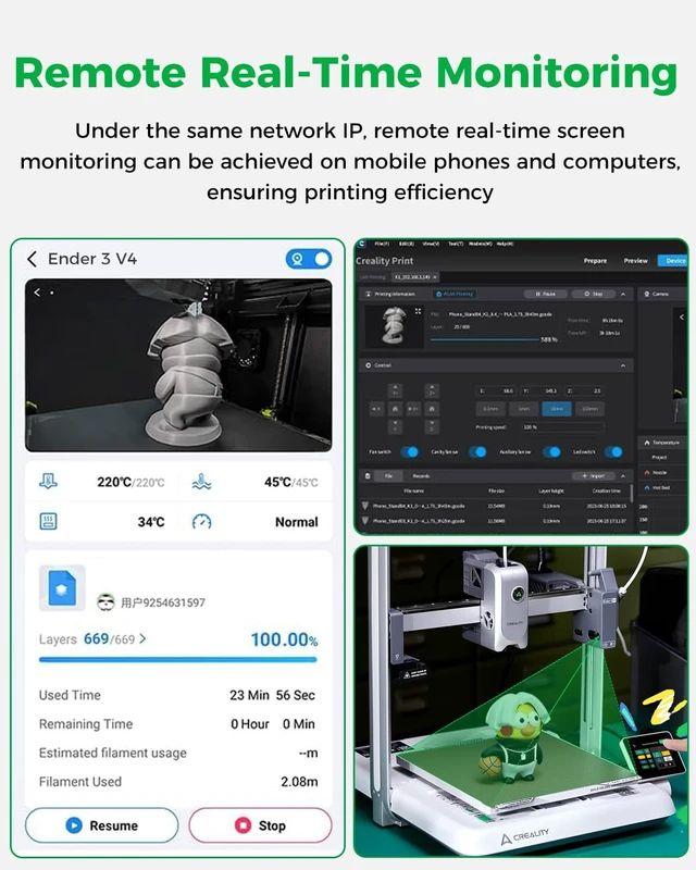 Alt view image 4 of 7 - Creality Official Ender 3 V4 Camera Kit, 1080P HD Remote Monitoring & Time-Lapse Camera for Creality Ender 3 V4 3D Printer, Easy-to-Install Time-Lapse Recorder with Stable Remote View