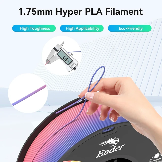 Alt view image 3 of 7 - Creality 3D Printer Filament 1.75mm, Rainbow PLA+ Plus Pro Filament Toughness Upgraded, Dimensional Accuracy ±0.02mm, Fit Most 3D Printers, 4 Pack 1kg Spool(2.2lbs), Rainbow