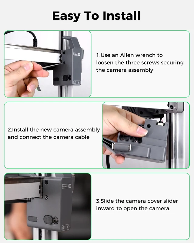Alt view image 7 of 7 - Creality Official Ender 3 V4 Camera Kit, 1080P HD Remote Monitoring & Time-Lapse Camera for Creality Ender 3 V4 3D Printer, Easy-to-Install Time-Lapse Recorder with Stable Remote View