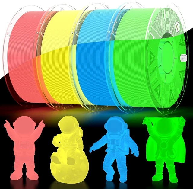 Main image of Creality Glow in The Dark Hyper PLA Filament, Luminous 3D Printer Filament 1.75mm, High Brightness&Long Time Glows Filament Bundle, Dimensional Accuracy +/-0.02mm, 4kg Spool(Pink,Blue,Yellow,Green)