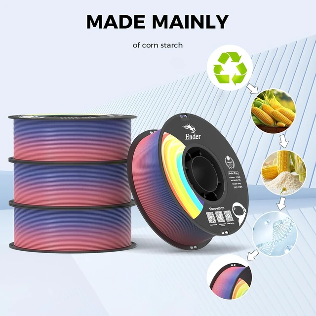 Alt view image 6 of 7 - Creality 3D Printer Filament 1.75mm, Rainbow PLA+ Plus Pro Filament Toughness Upgraded, Dimensional Accuracy ±0.02mm, Fit Most 3D Printers, 4 Pack 1kg Spool(2.2lbs), Rainbow