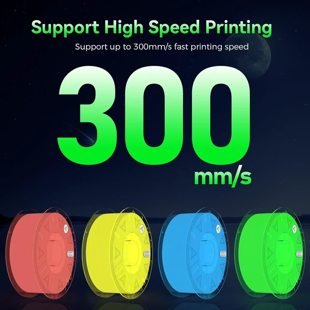 Alt view image 3 of 7 - Creality Glow in The Dark Hyper PLA Filament, Luminous 3D Printer Filament 1.75mm, High Brightness&Long Time Glows Filament Bundle, Dimensional Accuracy +/-0.02mm, 4kg Spool(Pink,Blue,Yellow,Green)
