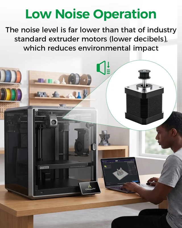 Alt view image 5 of 7 - Creality Official K1 Max 2025 Z-Axis Stepper Motor, Original Replacement 42-48 Stepper Motor with Timing Pulley, High Torque, Stable Vertical Motion, Z-axis Motor for K1 Max/K1 Max 2025 3D Printers