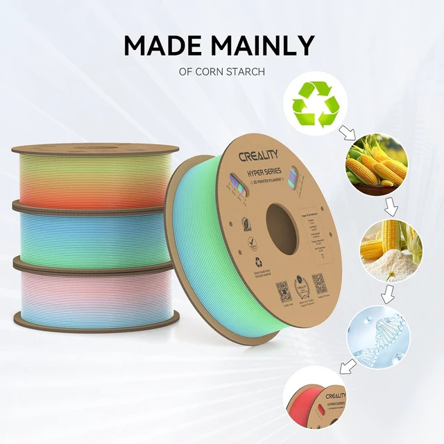 Alt view image 2 of 7 - Creality Hyper PLA Filament 1.75mm, 30-600mm/s High-Speed 3D Printer Filament, Dimensional Accuracy +/-0.02mm, Fits Most FDM 3D Printers, 8-Pack of 1Kg Spools (2.2 lbs), White&Rainbow