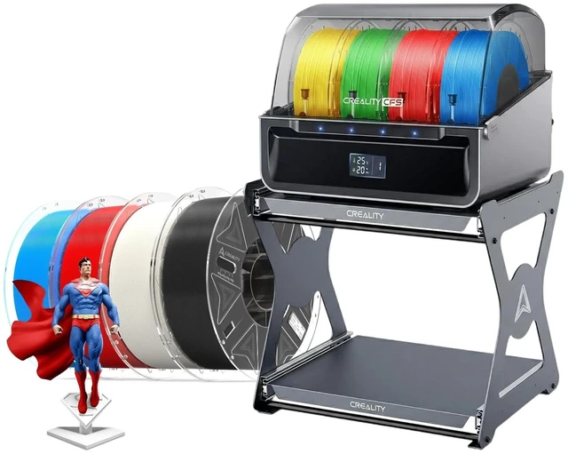 Main image of Creality Hyper RFID PLA Filament 1.75mm 4KG 4 Pack Black White Red Blue Bundle with Official CFS Dual-Layer Pull Out Workstand, Max 15KG Load Metal Anodized Stand for CFS & 3D Printer