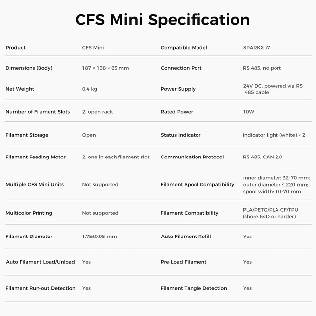 Alt view image 7 of 7 - Official CREALITY CFS Mini,Compatible with Creality SPARKX i7 and i7 Autofill Combo 3D Printer, Automatic Filament Reload Continuous Printing, Auto Leveling, AI Camera Monitoring, 500mm/s Printing