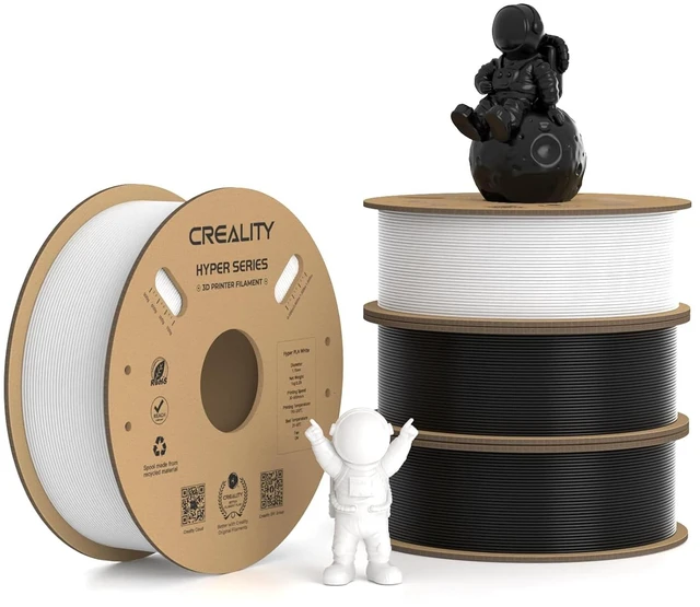 Main image of Creality Hyper PLA Filament 1.75mm, 30-600mm/s High Speed 3D Printer Filament, Dimensional Accuracy +/-0.02mm, Fit Most FDM 3D Printers, 4 Pack 1kg Spool(2.2lbs), Black & White