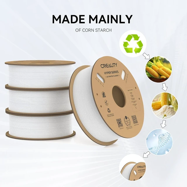 Alt view image 3 of 7 - Creality Hyper PLA Filament 1.75mm, 30-600mm/s High Speed 3D Printer Filament, Dimensional Accuracy +/-0.02mm, Fit Most FDM 3D Printers, 4 Pack 1kg Spool(2.2lbs), White