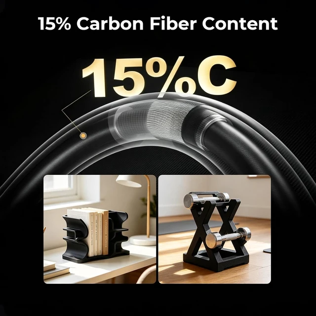 Alt view image 4 of 7 - Official Creality PPA-CF RFID 1.75mm Filament, 15% Carbon Fiber, Black, Reinforced Nylon, Heat-Resistant, Low Warpage, High-Performance 1kg(2.2lbs)/Spool Accuracy +/-0.02mm for Most FDM 3D Printers