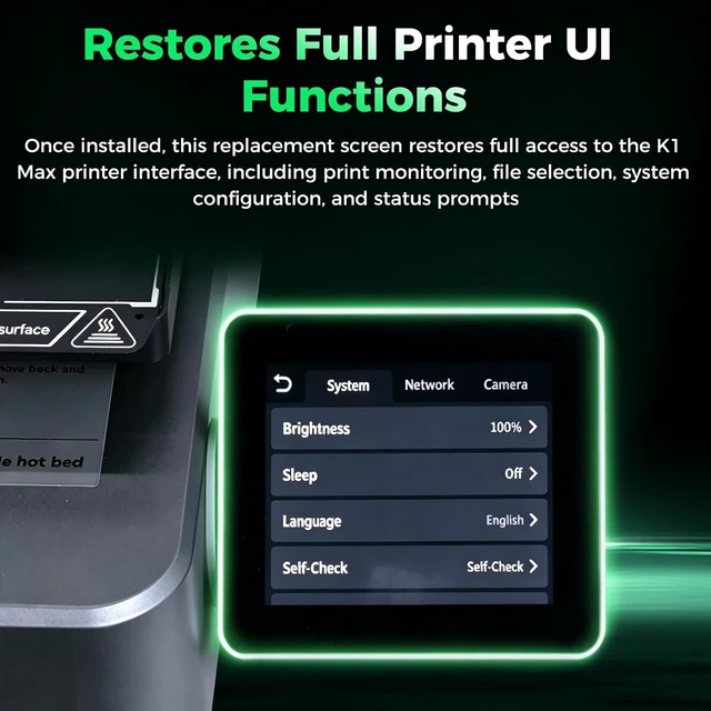 Alt view image 3 of 7 - Creality Official Hi Touch Screen Kit, Original 3.2" LCD HD Screen, Touch Display Replacement Panel with FFC Cable & Mounting Screw for Creality Hi 3D Printer