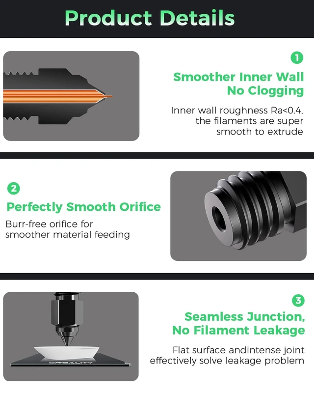 Alt view image 7 of 7 - Creality Official Ender 5 Max Nozzle, Hardened Steel Nozzle, Mohs Hardness 7.8, Heat-Resistant(450), Corrosion-Resistant, Longer Lifespan, No Clogging, 3D Printer Nozzles for Ender 5 Max