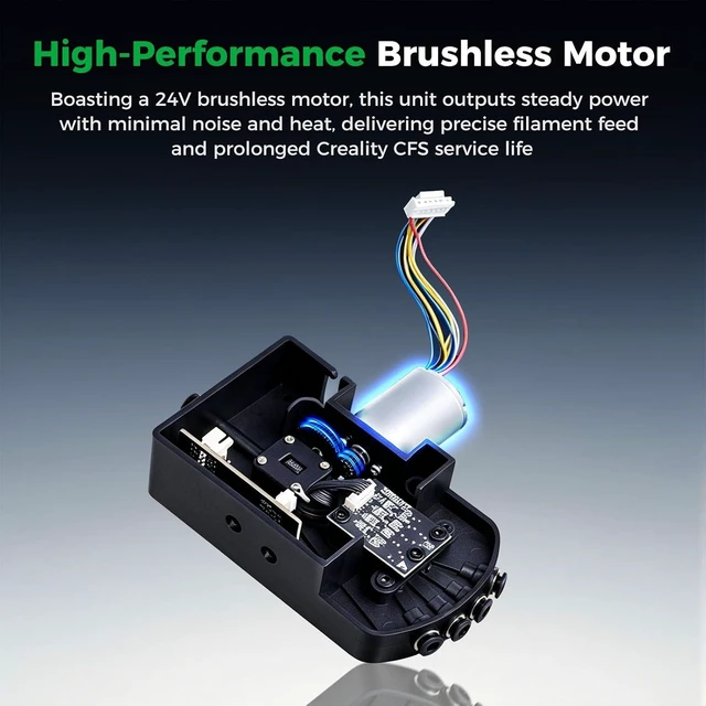 Alt view image 3 of 6 - Creality Official CFS Five Way Kit, Original CFS Bottom Bracket with Brushless Motor(0.35A, 24V, L11) CFS Replacement Drive Bracket for Multi Color 3D Printer Automatically Filament System
