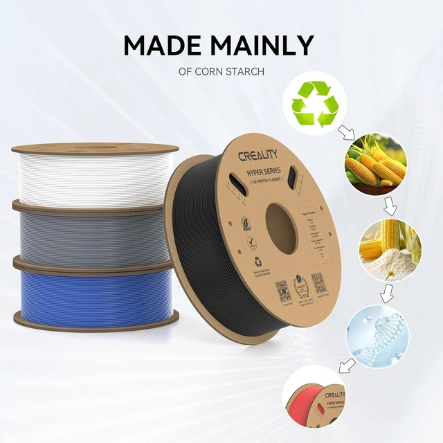 Alt view image 3 of 7 - Creality Hyper PLA Filament 1.75mm, 30-600mm/s High Speed 3D Printer Filament, Dimensional Accuracy +/-0.02mm, Fit Most FDM 3D Printers, 4 Pack 1kg Spool(2.2lbs), Black & White & Grey & Blue
