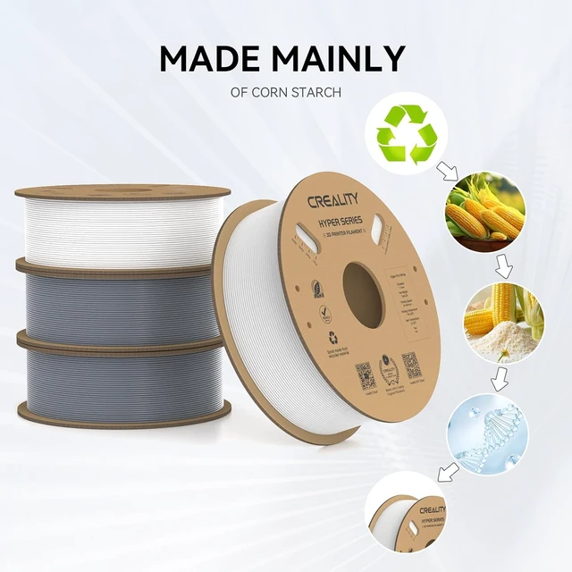 Alt view image 3 of 7 - Creality Hyper PLA Filament 1.75mm, 30-600mm/s High Speed 3D Printer Filament, Dimensional Accuracy +/-0.02mm, Fit Most FDM 3D Printers, 4 Pack 1kg Spool(2.2lbs), White & Grey