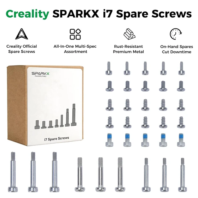 Alt view image 2 of 7 - Creality Official SPARKX i7 Spare Screws, 44-Piece Replacement Kit for SparkX i7 3D Printer, Alloy Fasteners Rust Prevention, Multi-Spec Replacement Fastener Accessories for Daily Maintenance & Repair