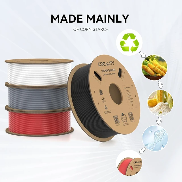 Alt view image 3 of 7 - Creality Hyper PLA Filament 1.75mm, 30-600mm/s High Speed 3D Printer Filament, Dimensional Accuracy +/-0.02mm, Fit Most FDM 3D Printers, 4 Pack 1kg Spool(2.2lbs), Black & White & Grey & Red