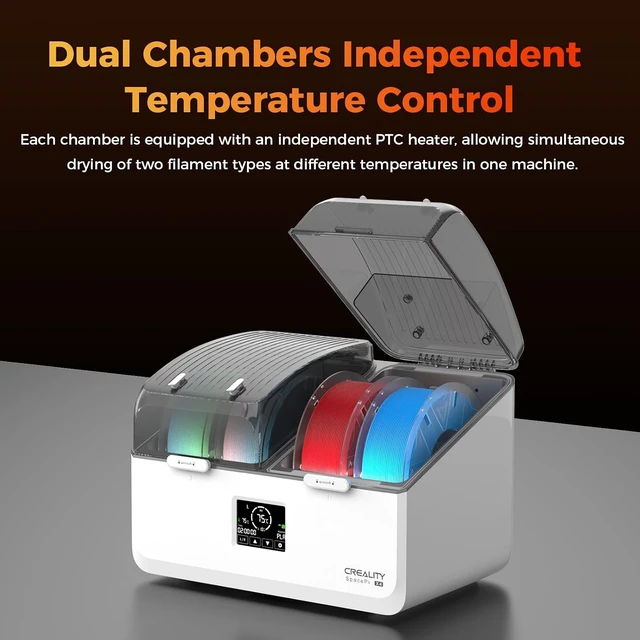Alt view image 4 of 7 - Creality Filament Dryer Box 4 Spool, SpacePi X4L 3D Printer Filament Storage Box, Dual Independent Heating Chambers, Rapid Heating Up to 75, Active Dehumidification, Fits PLA,PETG,ABS,TPU,Nylon,etc
