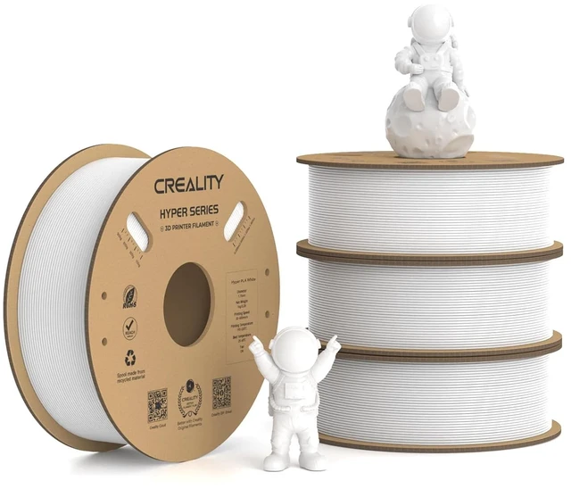 Main image of Creality Hyper PLA Filament 1.75mm, 30-600mm/s High Speed 3D Printer Filament, Dimensional Accuracy +/-0.02mm, Fit Most FDM 3D Printers, 4 Pack 1kg Spool(2.2lbs), White