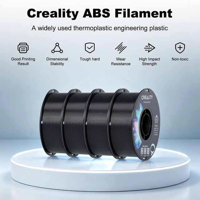 Alt view image 3 of 7 - Creality ABS Filament 1.75mm, 3D Printer Filament Bundle, 4kg Spool, Black