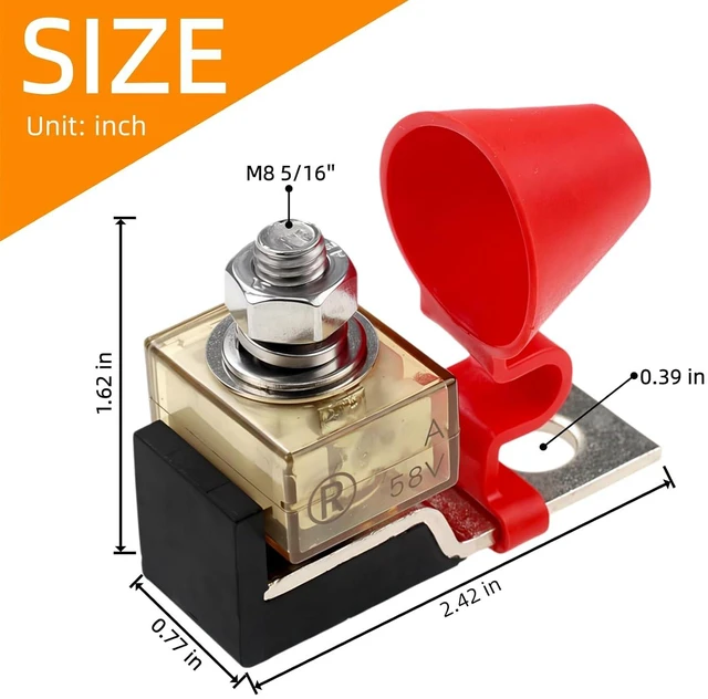 Alt view image 3 of 7 - MRBF Terminal Fuse Block 60A Marine Rated Battery Fuse, 5/16" Stud,58V DC Max IP66 Waterproof Fuse Holder 60A for Boat RV(Pack of 2)