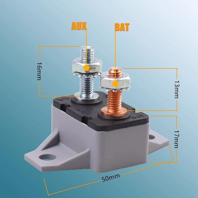 Alt view image 4 of 6 - Automatic Reset Circuit Breaker 5Amp 12V/24V DC Stud Type Circuit Breakers Suitable for Automotive, Marine(Pack of 2)