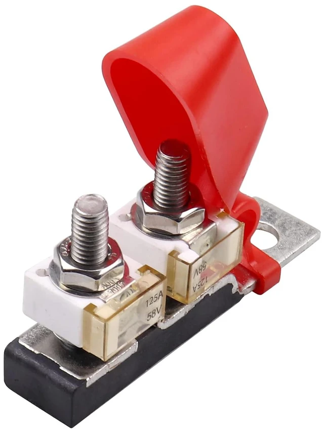 Main image of 125A Battery Fuse+MRBF Terminal Fuse Block,Double Studs-Max Voltage 58V for Car Marine Boat RV(2 Fuses and 1 Double Studs)