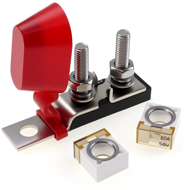 Alt view image 6 of 6 - VOZINMOSTMRBF Terminal Block 60Amp Battery Terminal Fuse Holder, 5/16'' Dual Stud with Compact Marine Rated Battery Fuse 60A for Truck RV Vehicle