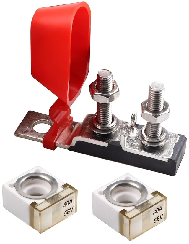 Main image of VOZINMOSTMRBF Terminal Block 80Amp Battery Terminal Fuse Holder, 5/16'' Dual Stud with Compact Marine Rated Battery Fuse 80A for Truck RV Vehicle