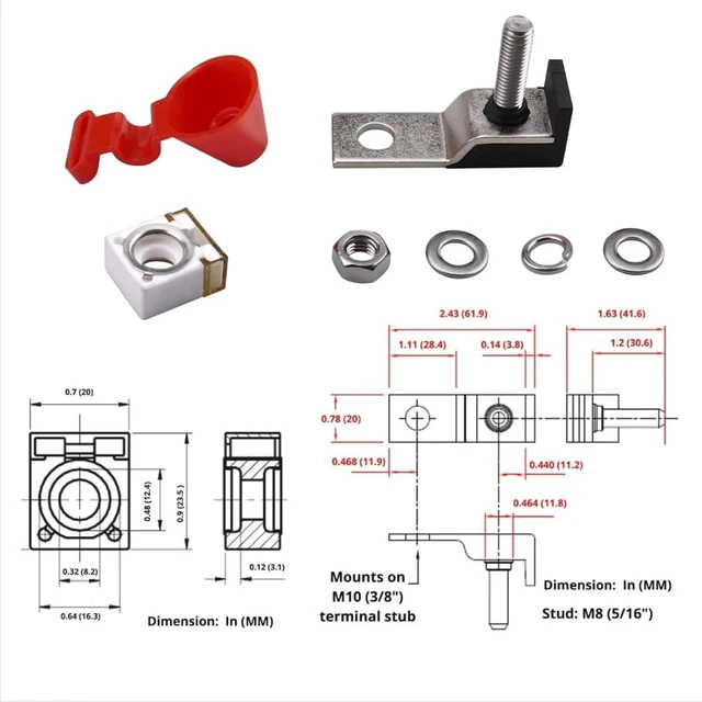 Alt view image 3 of 6 - 125A Battery Fuse+MRBF Terminal Fuse Block,Single Stud-Max Voltage 58V for Car Marine Boat RV