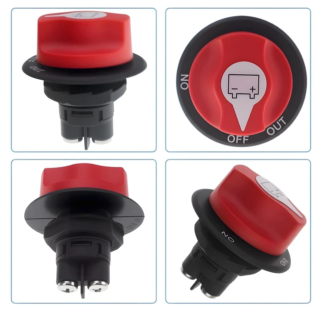 Alt view image 2 of 6 - 200A Battery Disconnect Switch 12V - 48V Heavy Duty Battery Shut Off Cut Off Power Kill Switch for Cars, Marine, Trucks (Max. 32V DC 200A Cont 300A INT)