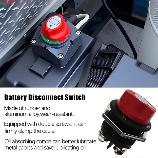 Alt view image 4 of 6 - 200A Battery Disconnect Switch 12V - 48V Heavy Duty Battery Shut Off Cut Off Power Kill Switch for Cars, Marine, Trucks (Max. 32V DC 200A Cont 300A INT)