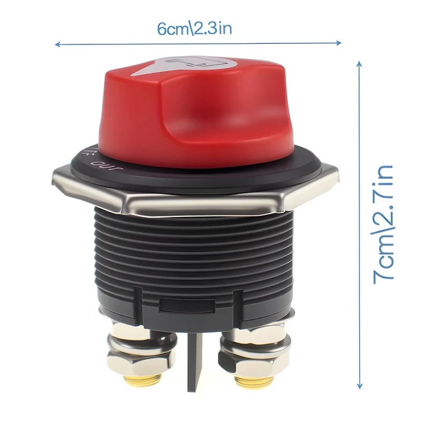 Alt view image 5 of 6 - 200A Battery Disconnect Switch 12V - 48V Heavy Duty Battery Shut Off Cut Off Power Kill Switch for Cars, Marine, Trucks (Max. 32V DC 200A Cont 300A INT)