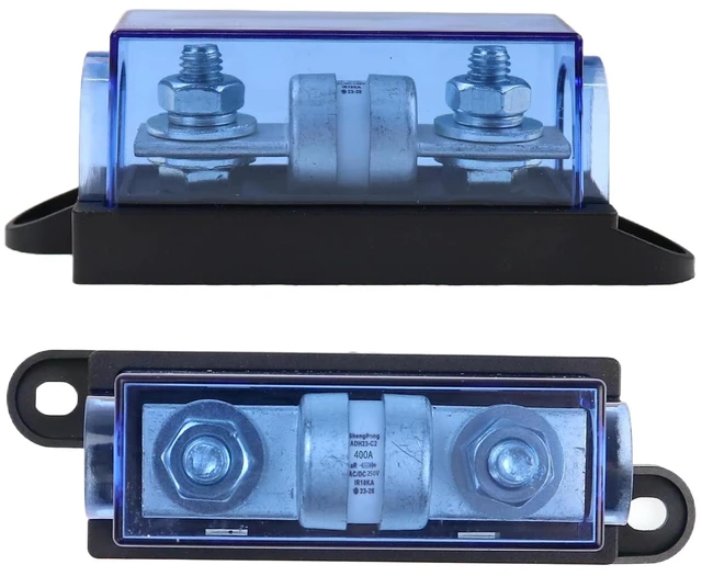 Alt view image 2 of 5 - 250V 400A Class T Fuse Block with Cover, Maximum Interruption Current 10,000 Amperes, Class T Fuse Holder 400A for Inverters,Car Audio Systems