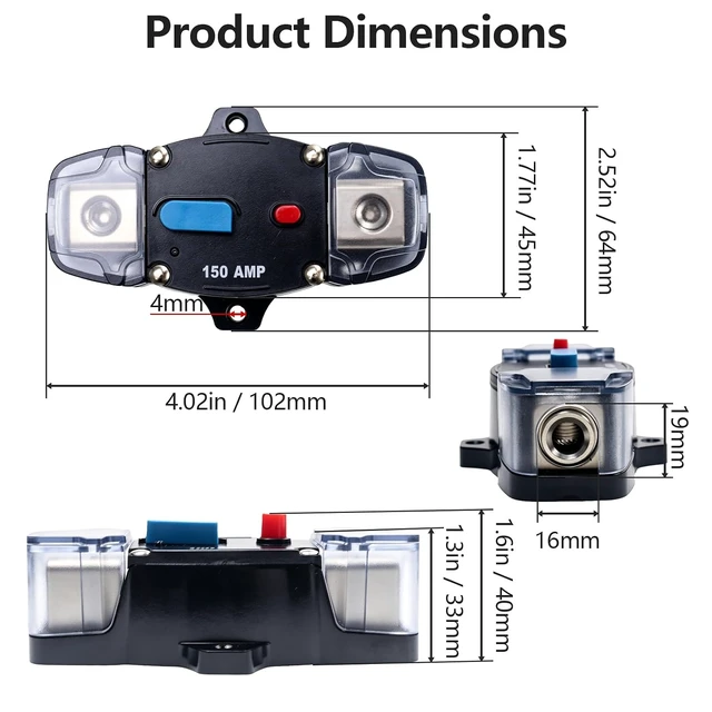 Alt view image 2 of 7 - 150 Amp Circuit Breaker Manual Reset Switch, 12V-48V DC