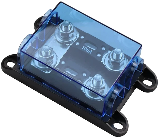 Main image of 2 Way MEGA/AMG Fuse Holder with 2 Pack Bolt Down Fuse 100A for Automobile Repair, GPS Positioning