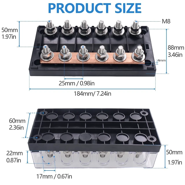 Alt view image 2 of 6 - 6-way ANM MEGA Fuse Holder, Compatible with MEGA ANM Fuse, 32V DC, 300 Amp