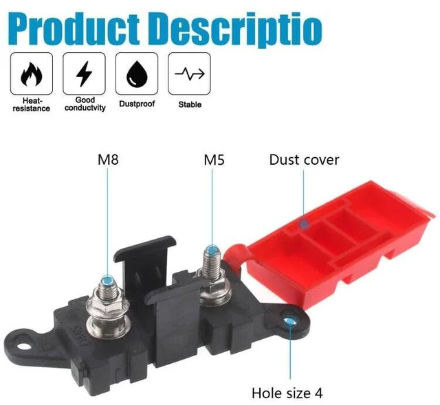 Alt view image 2 of 6 - MIDI AMI Fuse Holder 200A 1 Output Power Distribution Module BDFS Fuse Block for MIDI Fuses, Bolt Fuses, RV, Automotive, Audio Applications